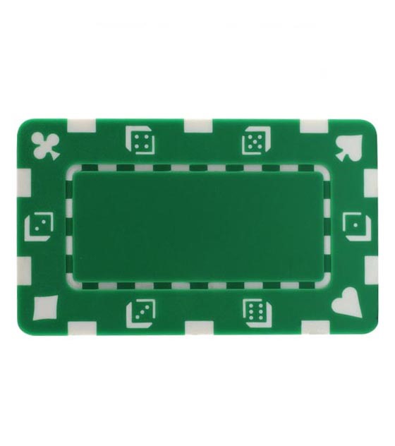 Rectangle Poker Chip with Card Symbols - Green
